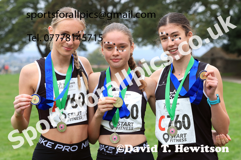 Womens Under-17s relay, 2025 Northern Cross Country Relays, Graves Park, Sheffield. Photo: David T. Hewitson/Sports for All Pics